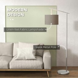 Rackhams Floor Lamp with 350 Rotating Lampshade, LED Bulb Included, Grey - thumbnail 4