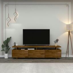 Rackhams Magnus Solid Pine Wood Handmade TV Stand and Entertainment Center for Living Room - Walnut