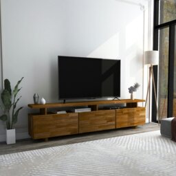 Rackhams Magnus Solid Pine Wood Handmade TV Stand and Entertainment Center for Living Room - Walnut - thumbnail 5