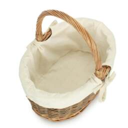 Rackhams Oval Unpeeled Willow Shopping Basket With White Lining - Medium - thumbnail 4
