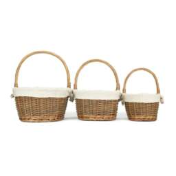 Rackhams Oval Unpeeled Willow Shopping Basket With White Lining - Medium - thumbnail 3