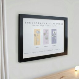 Rackhams Personalised Birth Flower Family of 3 Black Framed Print - thumbnail 2