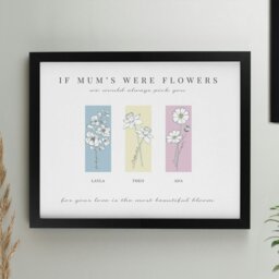 Rackhams Personalised Birth Flower Family of 3 Black Framed Print - thumbnail 1