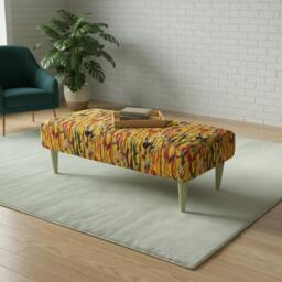 Rackhams Rectangular Coffee Table Ottoman – Vibrant Multi-Toned Footstool - 30 x 30 Inches (76 x 76cm) - thumbnail 5