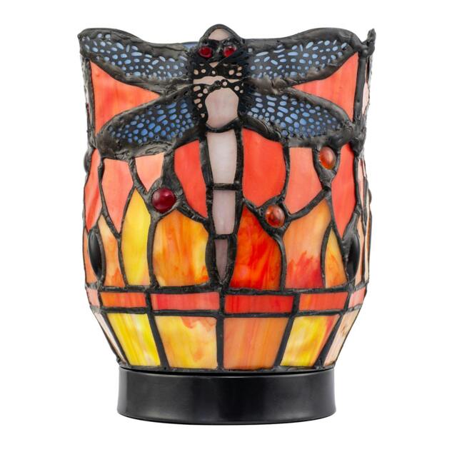 Rackhams Classic Dragonfly Tiffany Uplighter Lamp in Orange and Toned Amber - image 1