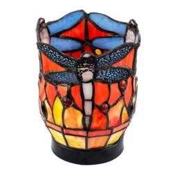 Rackhams Classic Dragonfly Tiffany Uplighter Lamp in Orange and Toned Amber - thumbnail 4