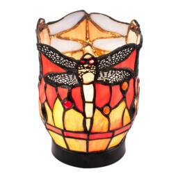 Rackhams Classic Dragonfly Tiffany Uplighter Lamp in Orange and Toned Amber - thumbnail 3