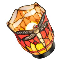 Rackhams Classic Dragonfly Tiffany Uplighter Lamp in Orange and Toned Amber - thumbnail 6