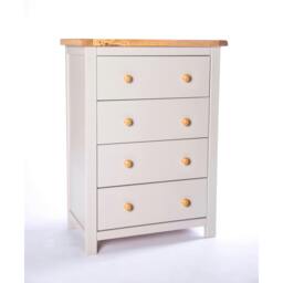 Rackhams Argenta 4 Drawer Chest of Drawers Wood Knob - Light Grey - thumbnail 1
