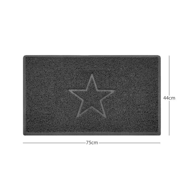"Rackhams ""Star"" Embossed Loofah Textured Spaghetti Doormat - Dark Grey - 75cm x 44cm - No (Suitable for Outdoors)" - image 1
