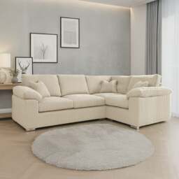 Rackhams Delta Full Jumbo Cord 4 Seater Corner Sofa - Cream - Right Hand Facing - thumbnail 1