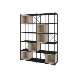 Rackhams Modern Vale Mini Bookcase Versatile Display Unit 5-Tier Metal Frame 2 Adjustable Shelf 18mm (Black Wood) - Sandstone - thumbnail 2