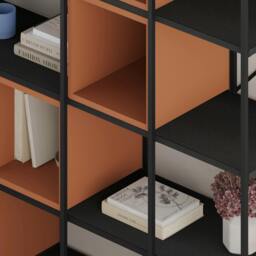 Rackhams Modern Vale Mini Bookcase Versatile Display Unit 5-Tier Metal Frame 2 Adjustable Shelf 18mm (Black Wood) - Sandstone - thumbnail 4