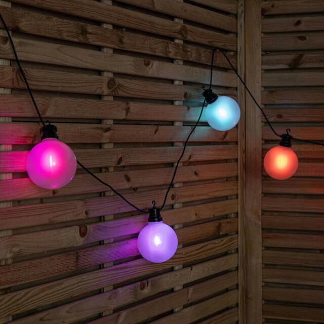 Rackhams 4.5m Set of 10 Frosted Ball Style Cap String Lights with Filament in Rainbow - image 1