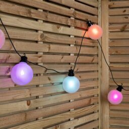 Rackhams 4.5m Set of 10 Frosted Ball Style Cap String Lights with Filament in Rainbow - thumbnail 4