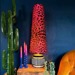 Rackhams Pink Neon Leopard Oversized Cone Velvet Lampshades - King - thumbnail 2