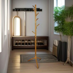 Rackhams Wooden Adjustable Coat Stand With 8 Hooks Brown - thumbnail 3