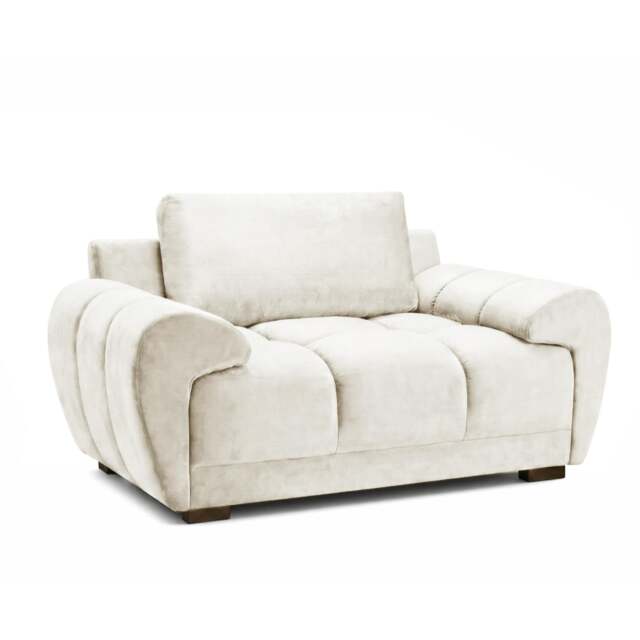 Rackhams Zura Plush Velvet Large Armchair - Cream, Grey or Mocha - Cream - image 1
