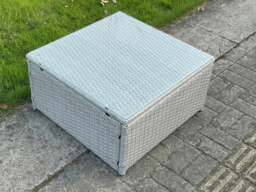 Rackhams Rattan Square Outdoor Coffee Table With Tempered Glass Top - Light Grey - thumbnail 1