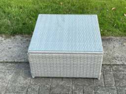 Rackhams Rattan Square Outdoor Coffee Table With Tempered Glass Top - Light Grey - thumbnail 2
