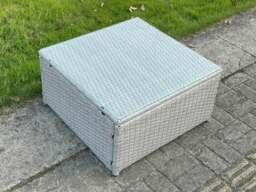 Rackhams Rattan Square Outdoor Coffee Table With Tempered Glass Top - Light Grey - thumbnail 3