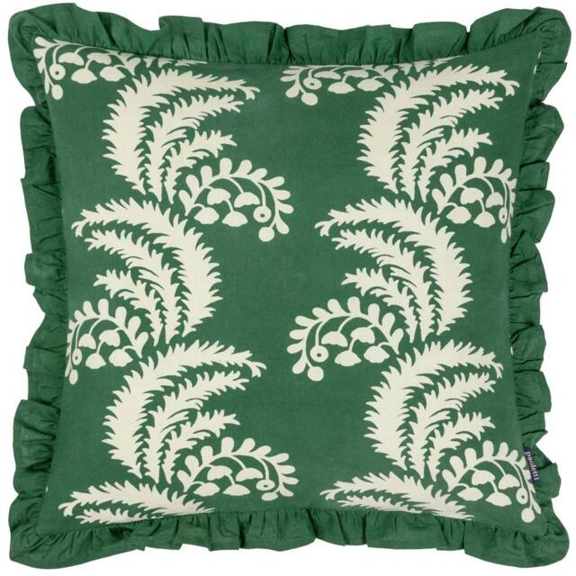 Rackhams Montrose Pleated Floral Cushion Cover - Bottle Green - 50cm x 50cm - Bottle Green - 100% Cotton - image 1
