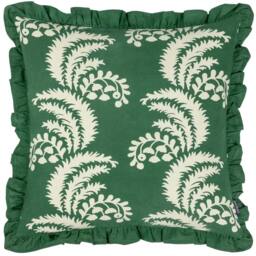 Rackhams Montrose Pleated Floral Cushion Cover - Bottle Green - 50cm x 50cm - Bottle Green - 100% Cotton