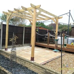 Rackhams Heavy Duty Timber Pergola - Complete DIY Kit - Treated Tanalised Redwood. - 3m - 3m - 2.7m (Without Base Plates) - thumbnail 1