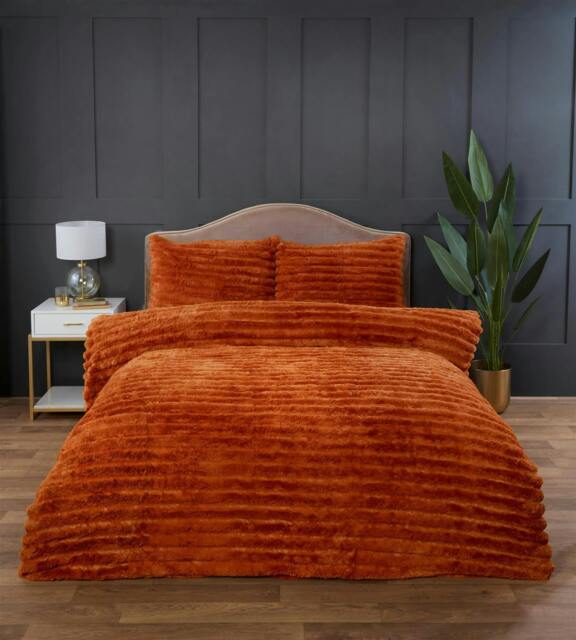 Rackhams Rabbit Fur Burnt Orange Duvet Cover Set - Double - image 1