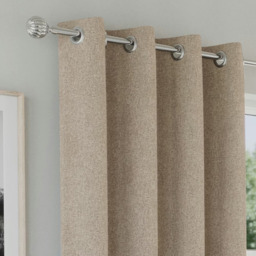 "Rackhams Natural Textured Basketweave 100% Blackout Curtains - Thermal/Energy Saving Pair with Eyelets For Living Room & Bedrooms - Natural - 46"" (117cm) Width x 90"" (229cm) Drop" - thumbnail 2