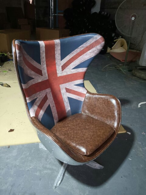 Rackhams Fawkes Aviator Office Chair, Aluminium Shell - Union Jack (Customization Please Contact Us) - image 1