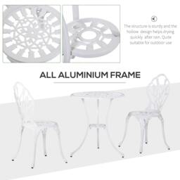 Rackhams Vitano 3 Piece Aluminium Bistro Set With Balcony Table And Chairs In White - thumbnail 6