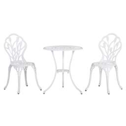 Rackhams Vitano 3 Piece Aluminium Bistro Set With Balcony Table And Chairs In White - thumbnail 2