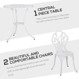 Rackhams Vitano 3 Piece Aluminium Bistro Set With Balcony Table And Chairs In White - thumbnail 5