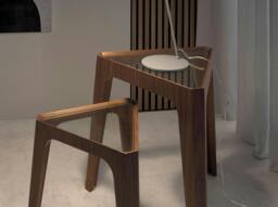 Rackhams Triangular Corner Table in Tempered Glass and Walnut 2106 - thumbnail 6