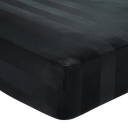 Rackhams So Soft Satin Stripe Fitted Sheet Black - Single - Black - thumbnail 3