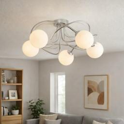 Rackhams Violet 5-Light Polished Chrome Semi-Flush Ceiling Light - thumbnail 2