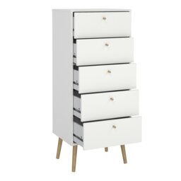 Rackhams Cumbria Chest 5 Drawers White - Cumbria Chest 5 Drawers White - Matt - Melamine - thumbnail 5