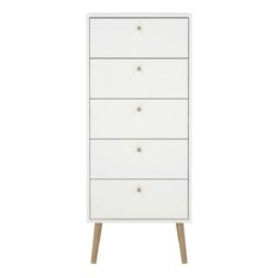 Rackhams Cumbria Chest 5 Drawers White - Cumbria Chest 5 Drawers White - Matt - Melamine - thumbnail 2