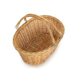 Rackhams Buff Willow Medium Swing Handle Wicker Shopping Basket - White - thumbnail 2