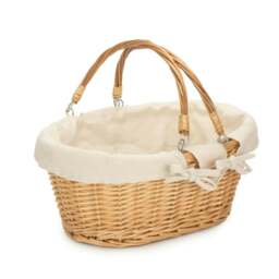 Rackhams Buff Willow Medium Swing Handle Wicker Shopping Basket - White - thumbnail 1