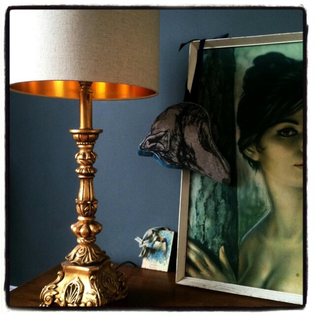"Rackhams Oatmeal Linen Lampshade With Gold Lining - 25cm Diameter x 25cm Height / (10"" x 10"")" - image 1