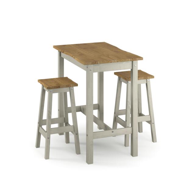 Rackhams Linea 3-Piece High Dining Set, Table & 2 Stools - Grey - image 1