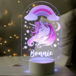 Rackhams Personalised Pink Unicorn LED Colour Changing Night Light - thumbnail 1