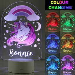 Rackhams Personalised Pink Unicorn LED Colour Changing Night Light - thumbnail 2