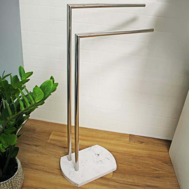 Rackhams Octavia White Marble & Chrome Freestanding Towel Stand - image 1