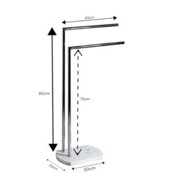 Rackhams Octavia White Marble & Chrome Freestanding Towel Stand - thumbnail 3