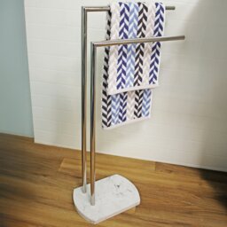Rackhams Octavia White Marble & Chrome Freestanding Towel Stand - thumbnail 2
