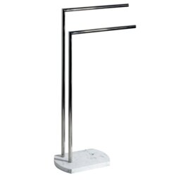 Rackhams Octavia White Marble & Chrome Freestanding Towel Stand - thumbnail 4