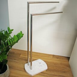 Rackhams Octavia White Marble & Chrome Freestanding Towel Stand - thumbnail 1